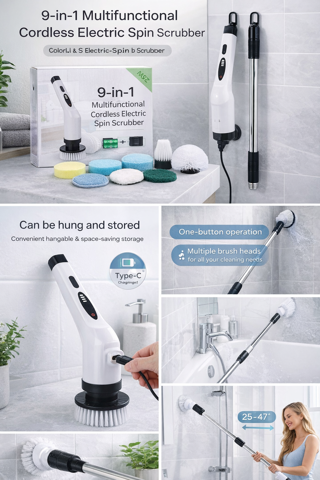 LuxeClean™ 9-in-1 Cordless Power Scrubber